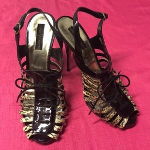 Vince Camuto Black Patent Leopard Heels Size 10